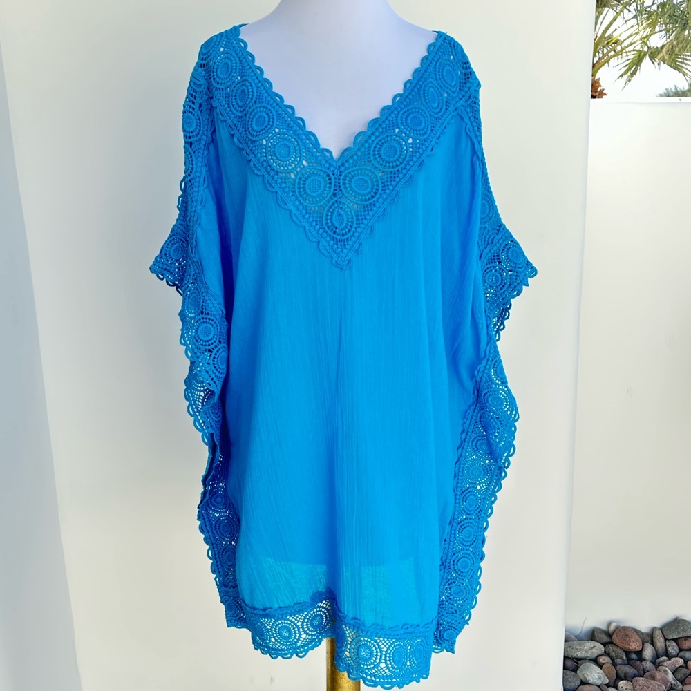 La Blanca Blue Lace Trim Swim Cover-Up